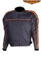 Black Textile Lightweight Jacket W/ Orange Stripes - Men's