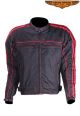 Black Textile Lightweight Jacket W/ Red Stripes - Men's