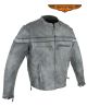 Gray Naked Cowhide Leather Motorcycle Jacket W/ Zipper On Front - Mens