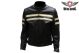 Mens Leather Racer Style Jacket with Silver Stripes