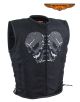 Mens Textile Motorcycle Vest With Skulls & Gun Pockets