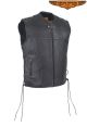 Mens Biker Leather Motorcycle Club Vest With No Collar