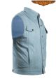 Mens Biker Leather Vest With Denim Look