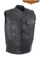 Mens Leather Club Vest With Gun Pocket & Zipper