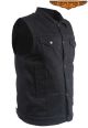 Men's Black Denim Gun Pocket Club Vest