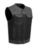 Mens Black Vest Diamond Design White Thread Denim