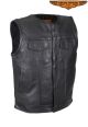 Mens Leather Club Vest With No Collar