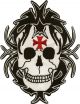 Skull with Red Iron Cross Biker Patch