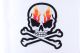 Silver Metallic Skull with Flames and Corssbones Patch