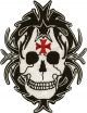 Skull with Red Iron Cross Leather Vest Patch