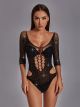 Dream Apparel Women's Black Sexy Sparkle Rhinestones Teddy Lingerie Glittering Bodysuit Fishnet dres