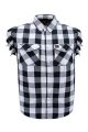 Dream Apparel Men's Sleeveless Flannel Shirt Black & White Sleek Design Cotton Shirt Frayed Sleeves