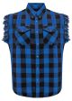 Dream Apparel Men's Sleeveless Flannel Shirt Black & Blue Sleek Design Cotton Shirt Frayed Sleeves