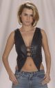 Womens Leather Halter Top With Collar