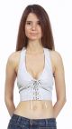 Women White Leather Halter