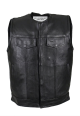Mens Leather Motorcycle Vest Without Collar